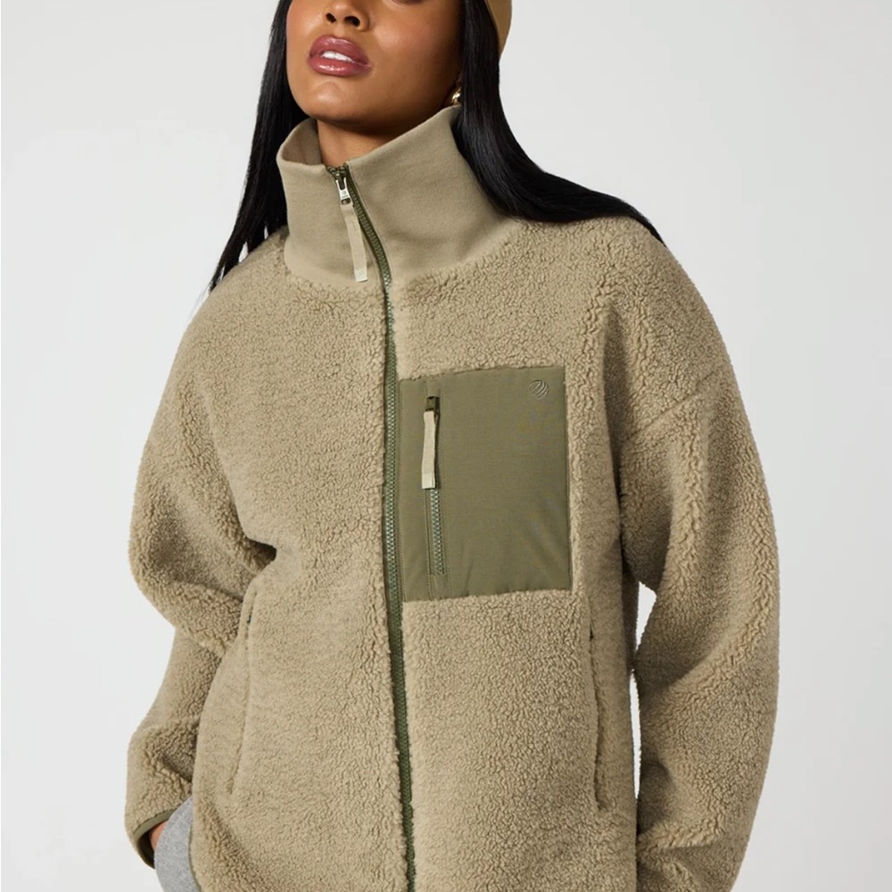 MPG Olive and Tan Teddy Jacket
